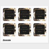 グラマラスな黒と金ゴールド抽象芸術大理石ゲート スクエアシール (シート)