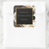 グラマラスな黒と金ゴールド抽象芸術大理石ゲート スクエアシール (バッグ)