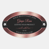 グラマラスな黒ワイン赤のブリリアント製品ラベル 楕円形シール (正面)