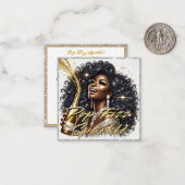 グラマラスな黒人女性がシャンパンをポッピング ノートカード (正面/裏面インサイチュ)