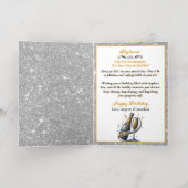 グラマラスな黒人女性ポッピングシャンパン誕生日 箔グリーティングカード (内側レイダウン)