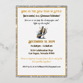 グラマラスな黒人女性ポッピングシャンパーニュNYEパーティー 箔招待状 (裏面)