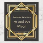 グラマラスアールデコ金ゴールドオンブラックヴィンテージ ワインラベル (シングルラベル)