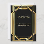グラマラスアールデコ金ゴールドブラックヴィンテージありがとう 招待状 (正面)