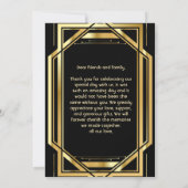 グラマラスアールデコ金ゴールドブラックヴィンテージありがとう 招待状 (裏面)