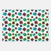 グラマラスエレガントエメラルドグリーンルビージェムズパターン ラッピングペーパーシート (正面3)