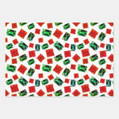 グラマラスエレガントエメラルドグリーンルビージェムズパターン ラッピングペーパーシート (正面2)