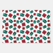 グラマラスエレガントエメラルドグリーンルビージェムズパターン ラッピングペーパーシート (正面)