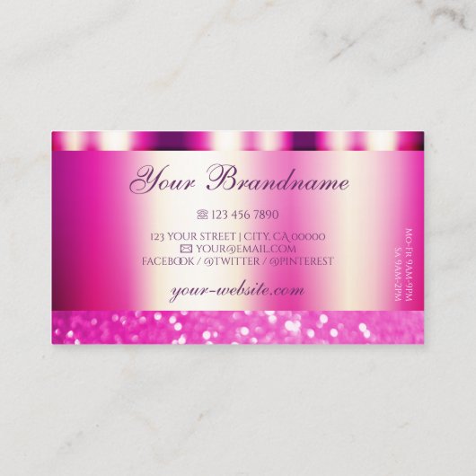 グラマラスガーリーピンクきらめくグリッターシメリー 名刺 (裏面)