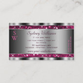 グラマラスガーリーピンクグリッタースターズモノグラムシルバー 名刺 (裏面)