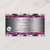 グラマラスガーリーピンクグリッタースターズロゴシルバー 名刺 (裏面)