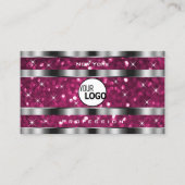 グラマラスガーリーピンクグリッタースターズロゴシルバー 名刺 (正面)