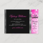 グラマラスガーリーブラックピンクグリッターロゴシルバー 名刺 (裏面)