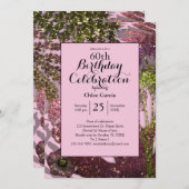 グラマラスグリッターインディアン花模様 |スパークルピンク 招待状 (正面/裏面)