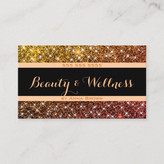 グラマラスグリッタースパークルファッション美しいウェルネス 名刺 (正面)