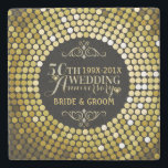 グラマラスグリッター結婚50周年記念2 ストーンコースター<br><div class="desc">黒い背景結婚に50金ゴールドの文字デザイン華やかな記念日のパターン。ダイヤフェイクンとハートアクセント。私のもしデザインの救済カスタマイズ、ArtOnWearデザイ連絡ナーが必要だ。要求により利用できるライブの無料の救済文字フォーマット。</div>