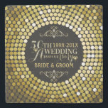 グラマラスグリッター結婚50周年記念2 ストーンコースター<br><div class="desc">黒い背景結婚に50金ゴールドの文字デザイン華やかな記念日のパターン。ダイヤフェイクンとハートアクセント。私のもしデザインの救済カスタマイズ、ArtOnWearデザイ連絡ナーが必要だ。要求により利用できるライブの無料の救済文字フォーマット。</div>