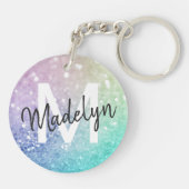 グラマラスグリッター自筆証書かわいらしパーソナライズされた キーホルダー (裏面)