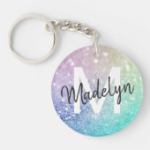 グラマラスグリッター自筆証書かわいらしパーソナライズされた キーホルダー (正面)