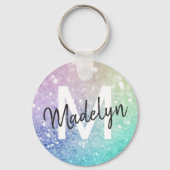 グラマラスグリッター自筆証書かわいらしパーソナライズされた キーホルダー (正面)