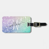 グラマラスグリッター自筆証書かわいらしパーソナライズされた ラゲッジタグ (正面横)