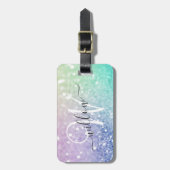 グラマラスグリッター自筆証書かわいらしパーソナライズされた ラゲッジタグ (正面縦)