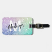 グラマラスグリッター自筆証書かわいらしパーソナライズされた ラゲッジタグ (正面横)