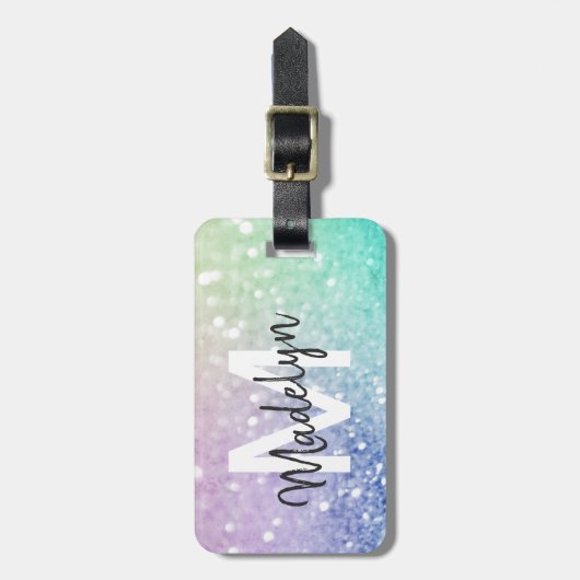 グラマラスグリッター自筆証書かわいらしパーソナライズされた ラゲッジタグ (正面縦)