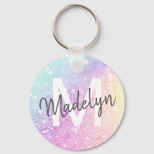 グラマラスグリッター自筆証書モノグラムのかわいらし キーホルダー (正面)