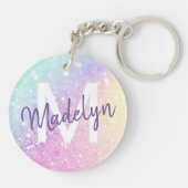 グラマラスグリッター自筆証書モノグラムのかわいらし キーホルダー (裏面)