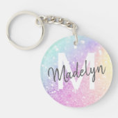 グラマラスグリッター自筆証書モノグラムのかわいらし キーホルダー (正面)