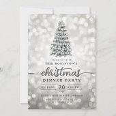 グラマラスシルバーパインの木のライト - クリスマスパーティ 招待状 (正面)