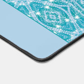 グラマラスターコイズアクアブルーシルバースパークル デスクマット (コーナー)