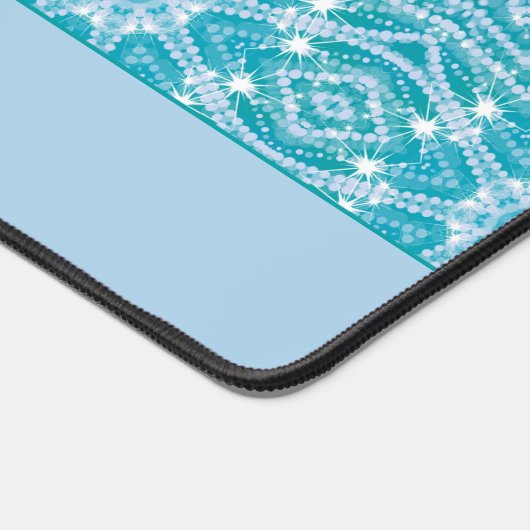 グラマラスターコイズアクアブルーシルバースパークル デスクマット (コーナー)