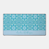 グラマラスターコイズアクアブルーシルバースパークル デスクマット (正面)