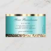 グラマラスティール（緑がかった色）と金ゴールドきらめくグリッターシマリー 名刺 (裏面)