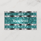 グラマラスティール(緑がかった色)グリッタースターズシルバーデコー頭が切れるル 名刺 (正面)