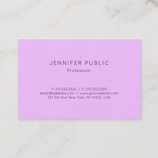 グラマラスデザインパープル金ゴールドエリートプレーンラグジュアリー 名刺 (裏面)
