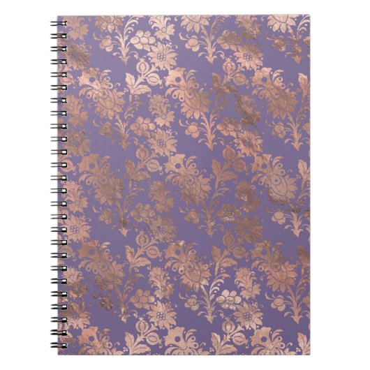 グラマラスバラゴールドフォイル&ラベンダーフローラ ノートブック (正面)