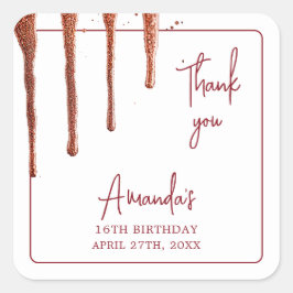 グラマラスバラ金ゴールドグリッタードリップスウィート16誕生日 スクエアシール