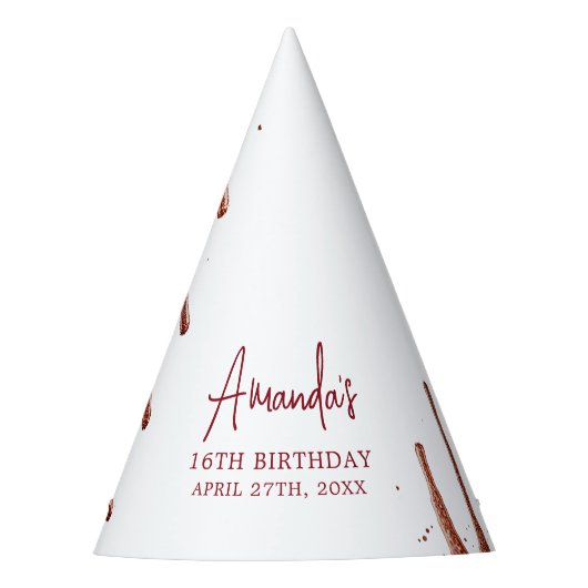 グラマラスバラ金ゴールドグリッタードリップスウィート16誕生日 パーティーハット (正面)