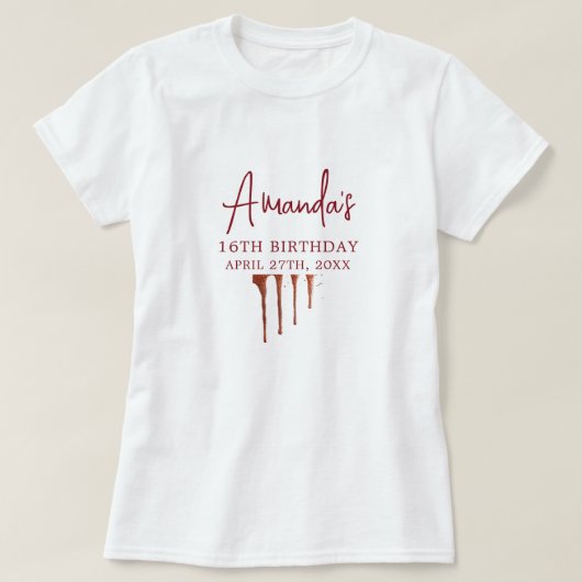 グラマラスバラ金ゴールドグリッタードリップスウィート16誕生日 Tシャツ (デザイン正面)