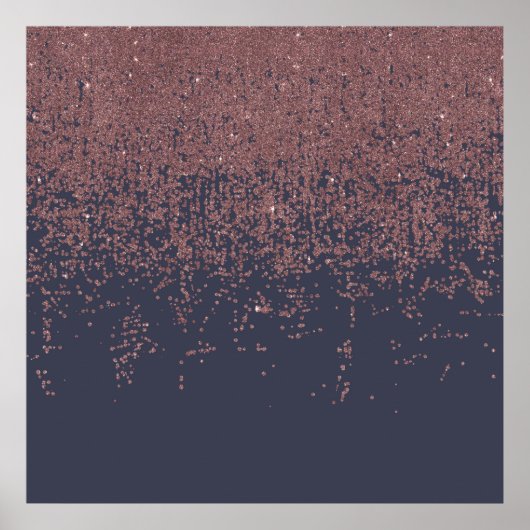 グラマラスバラ金ゴールドネイビーブルーグリッター グラデーション ポスター (正面)