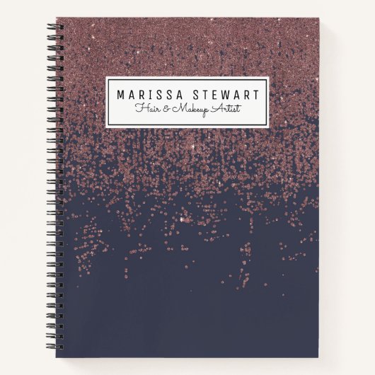 グラマラスバラ金ゴールドネービーブルーグリッターグラデーション ノートブック (正面)