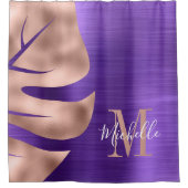 グラマラスバラ金ゴールドパープルモノグラム シャワーカーテン (正面)