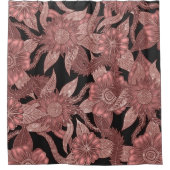 グラマラスバラ金ゴールドブラックグリッター花 シャワーカーテン (正面)