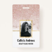 グラマラスバラ金ゴールドホワイトグリッター大理石グラデーション バッジ (正面)