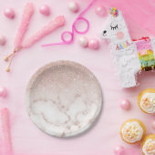 グラマラスバラ金ゴールドホワイトグリッター大理石グラデーション ペーパープレート (パーティー)