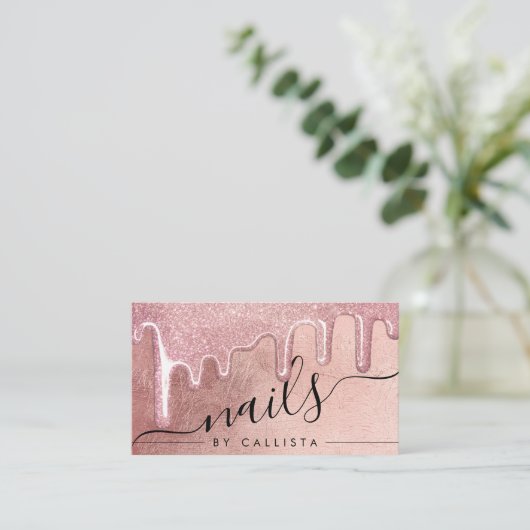 グラマラスバラ金ゴールド厚いグリッタードリップス爪、 ネイル 名刺 (スタンド正面)