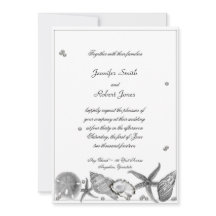 グラマラスビーチインシルバー結婚式招待状